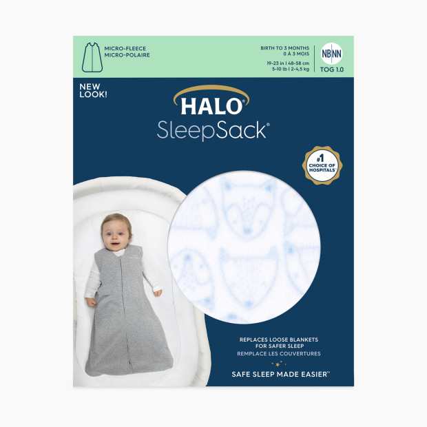 Halo SleepSack Wearable Blanket (Micro-Fleece) - Blue Fox, Medium.