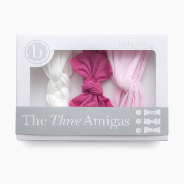 Baby Bling The Three Amigas Headband Bow Gift Set (3 Pack) - White/Hot Pink/Pink.