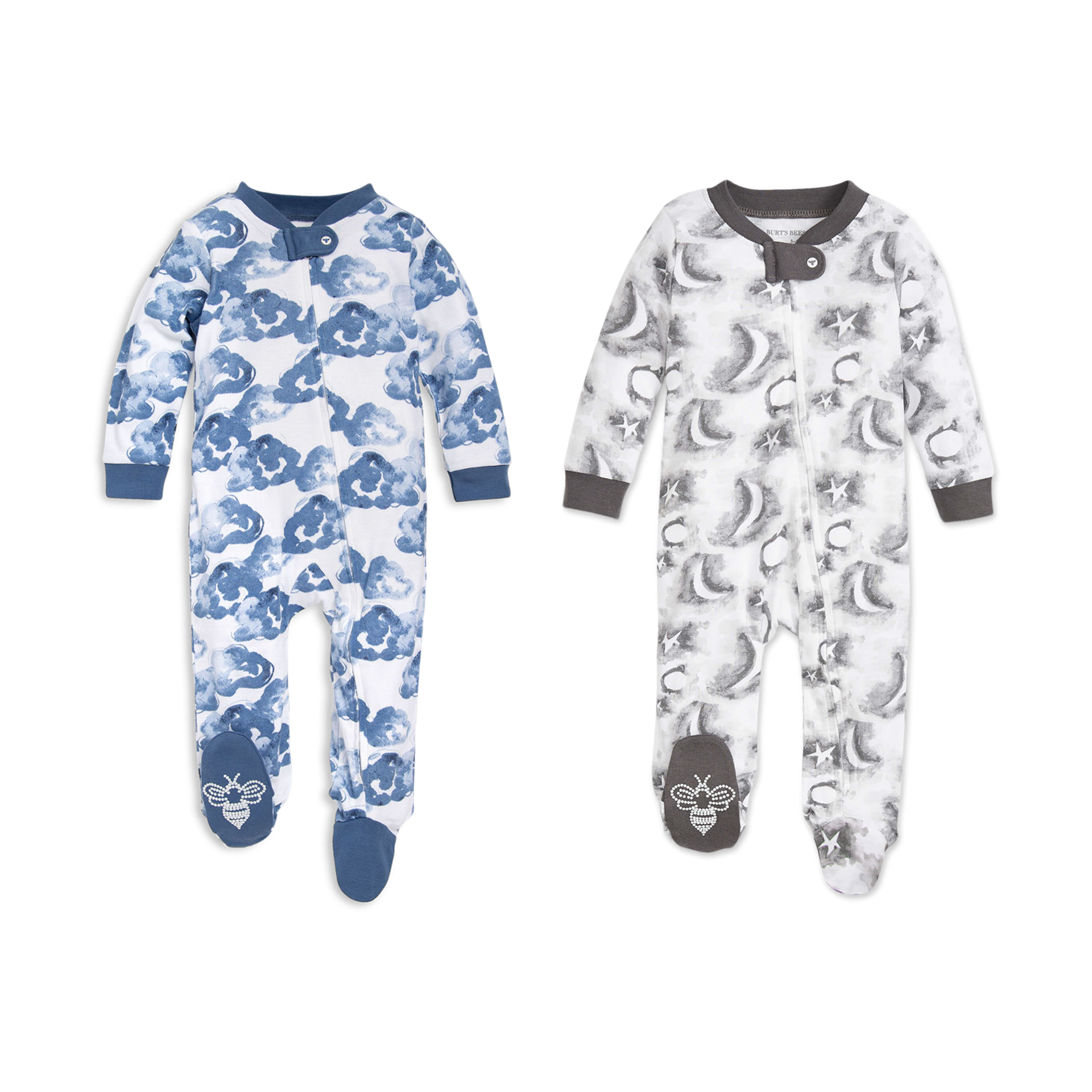 Burt's Bees Baby Organic Sleep & Play Footie Pajamas Bundle Blue, 03
