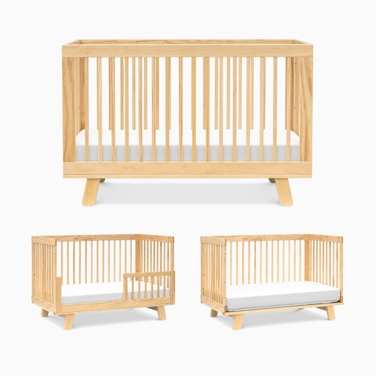 babyletto Hudson 3-in-1 Convertible Crib with Toddler Bed Conversion Kit - Natural.