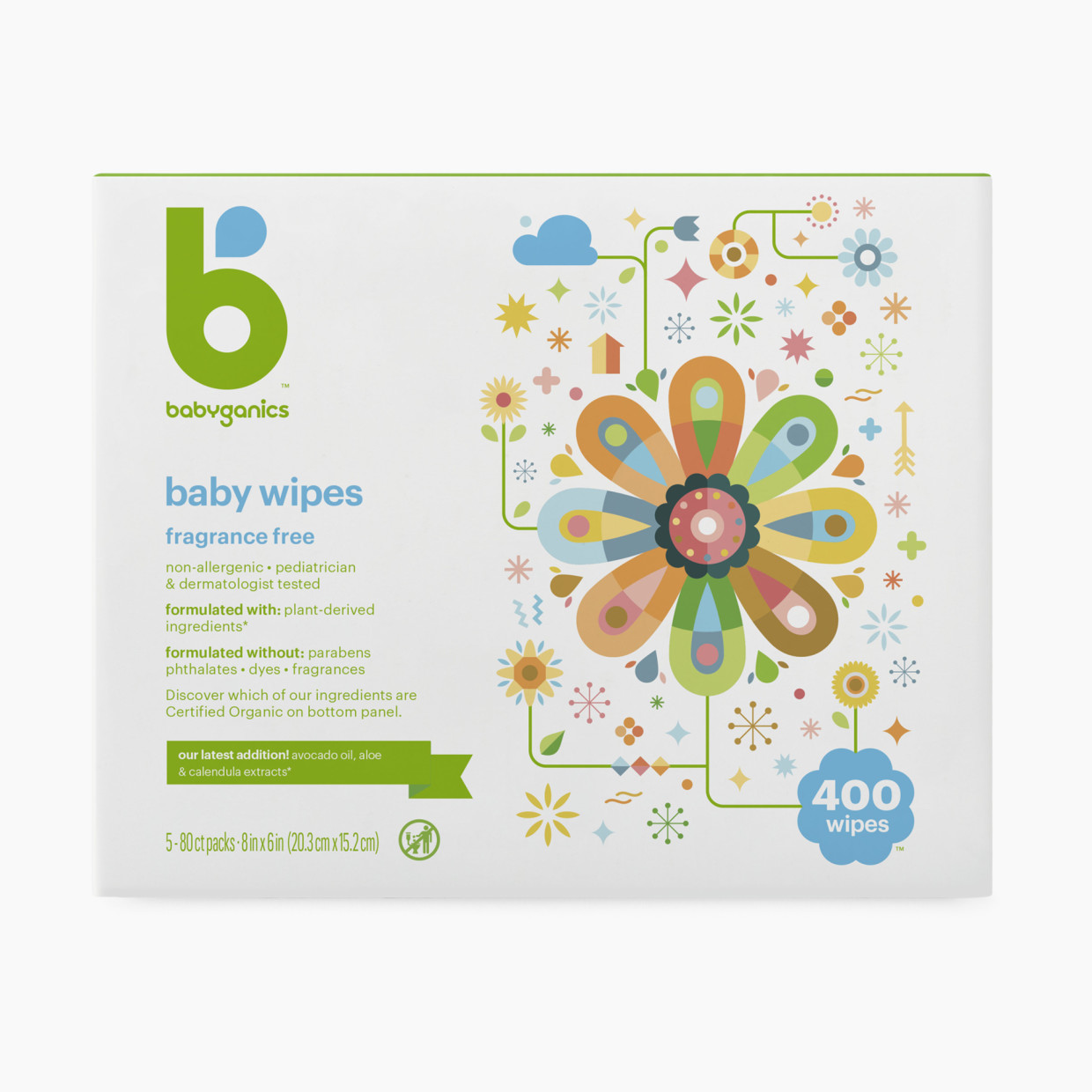 Babyganics Baby Wipes - Fragrance Free, 400.