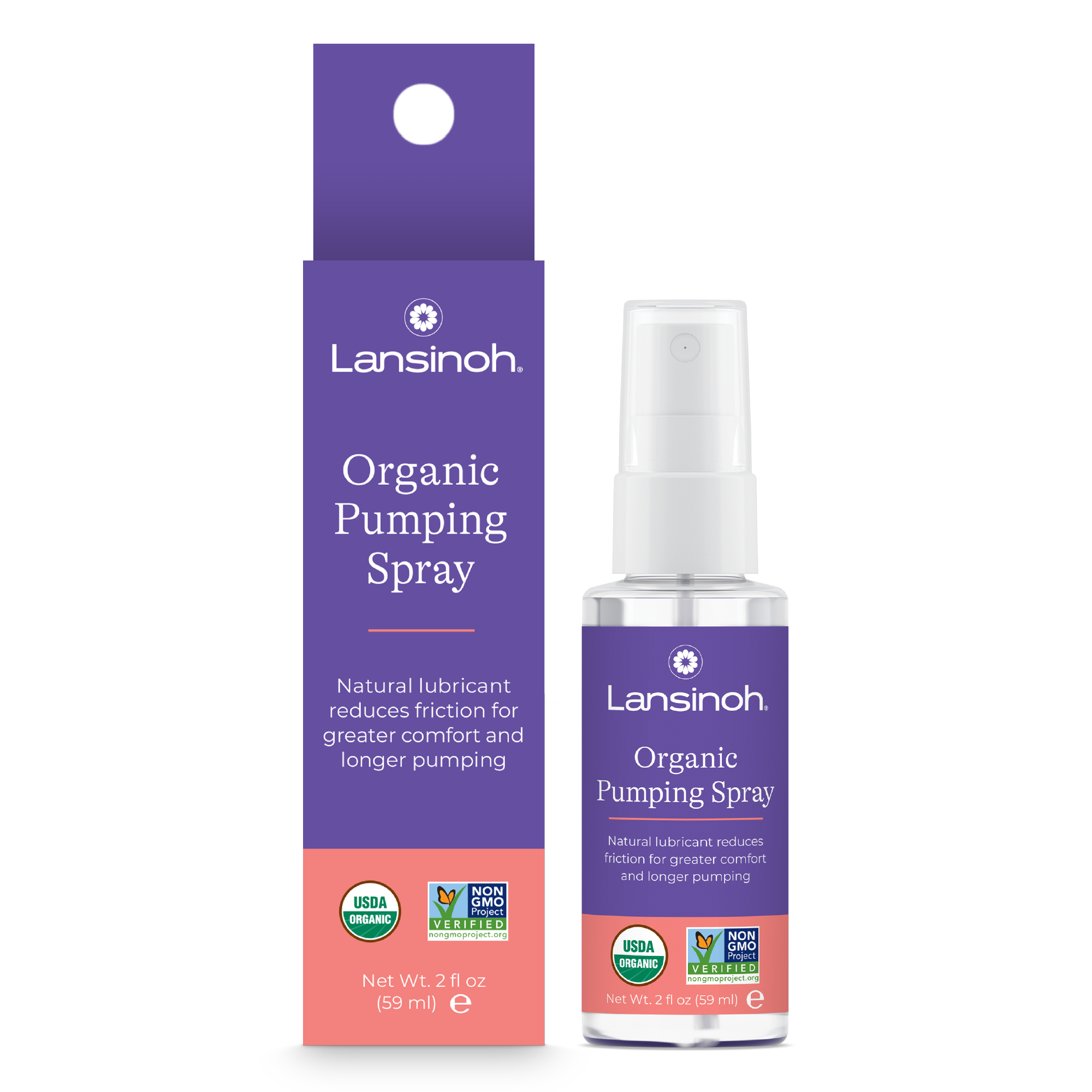 Lansinoh Organic Pumping Spray – Lanolin-Free Flange Lubricant for Breast Pump | Hypoallergenic, Vegan, Plant-Based Breastfeeding & Pumping Essentials for Sore Nipples & Moisturized Skin, 2 Fl oz