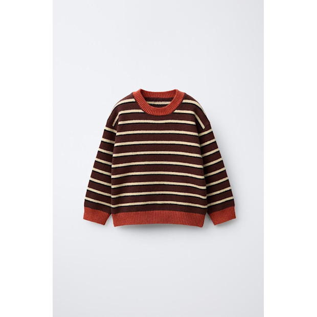 Striped Knit Sweater.