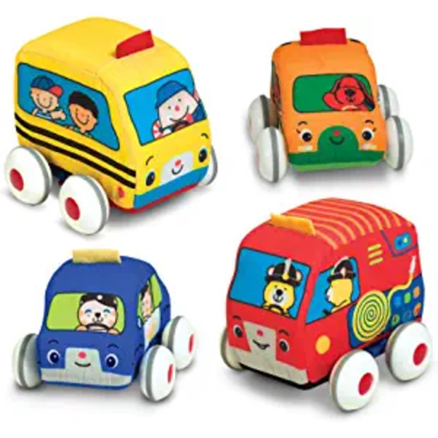 Melissa & Doug Soft Pull-Back Vehicle Set.