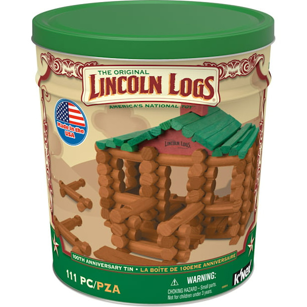 Lincoln Logs 111 Pieces Collectible Tin.