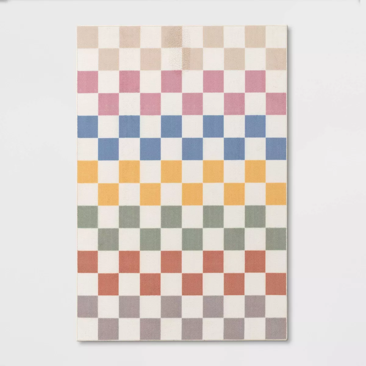 Washable Checkered Area Rug .