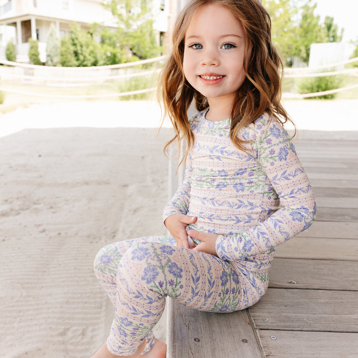 Motette Spring Cascade Bamboo Toddler Pajama Set.