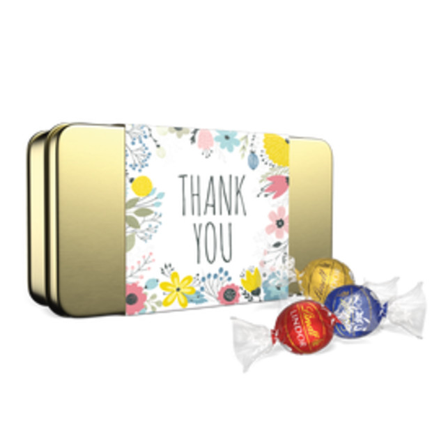 Lindt Assorted LINDOR Truffles Thank You Gift Tin - 12 pieces.