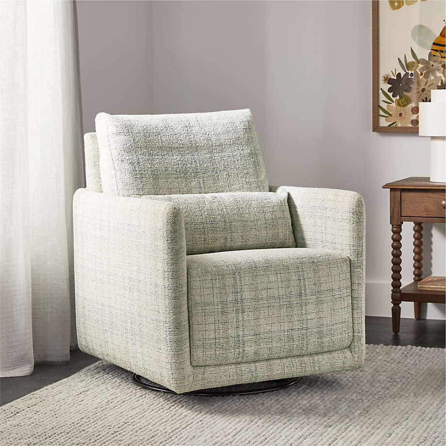 Bowie Blue and Gray Plaid Swivel Glider.
