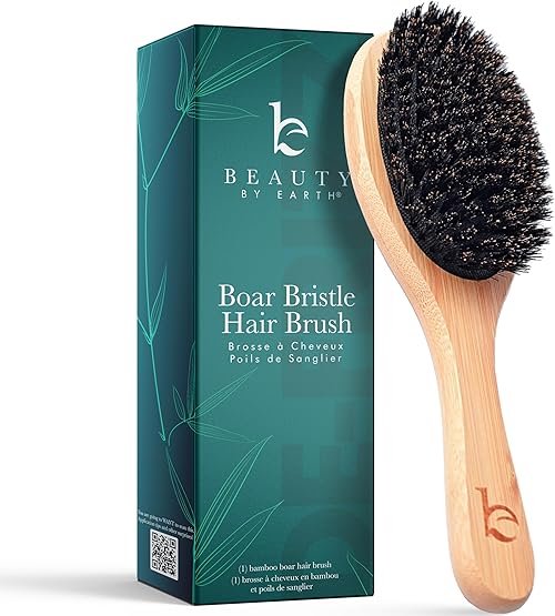 Beauty by Earth Natural 100% Boar Bristle Hair Brush.