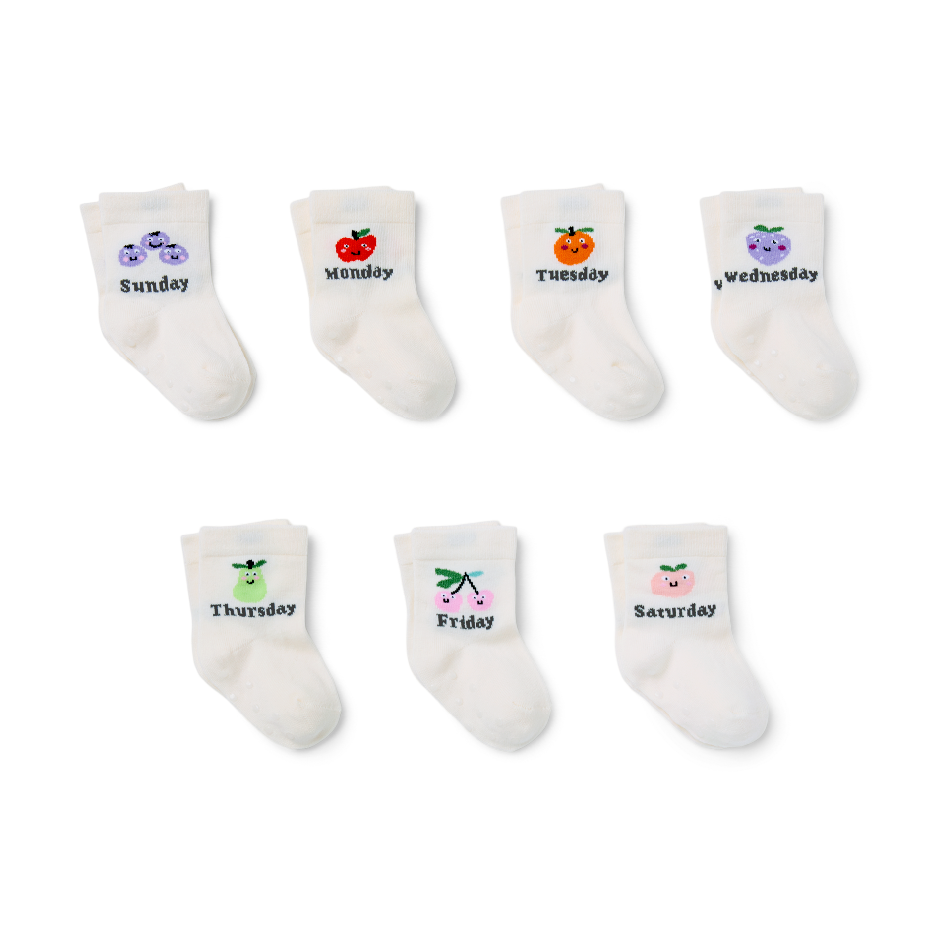 Small Story Days of the Week Crew Socks (7-pack) - Fruit Days, 0-3 M.