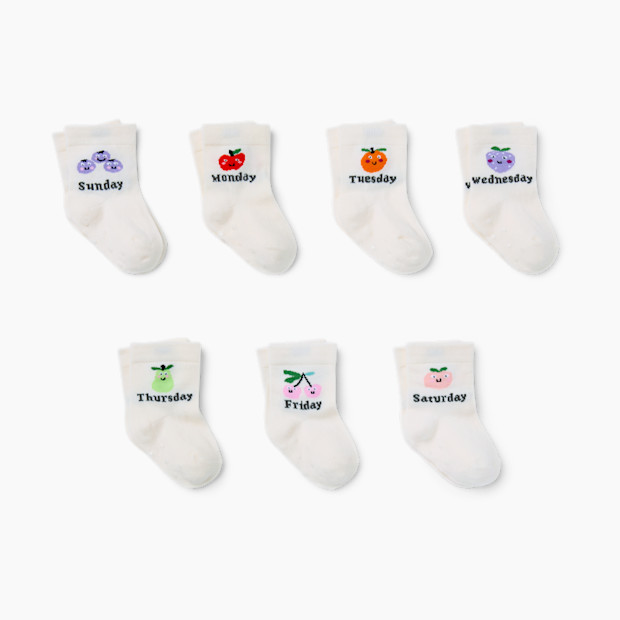 Small Story Days of the Week Crew Socks (7-pack) - Fruit Days, 0-3 M.