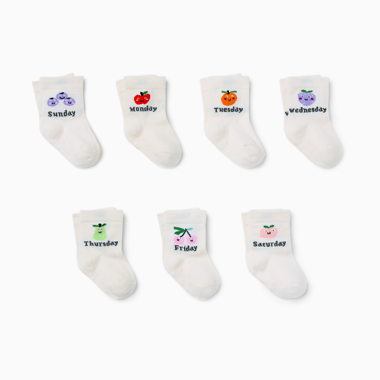 Small Story Days of the Week Crew Socks (7-pack) - Fruit Days, 0-3 M.