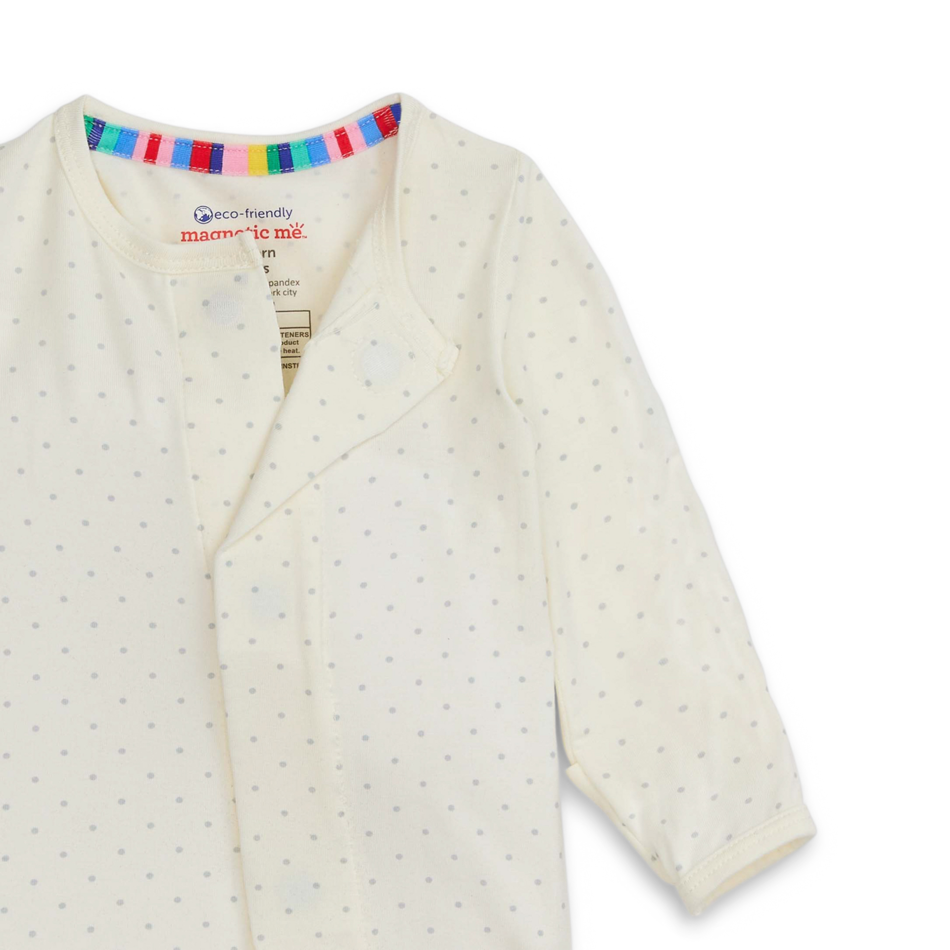 Magnetic Me Modal Magnetic Footie - Pin Dot Cream, Newborn.