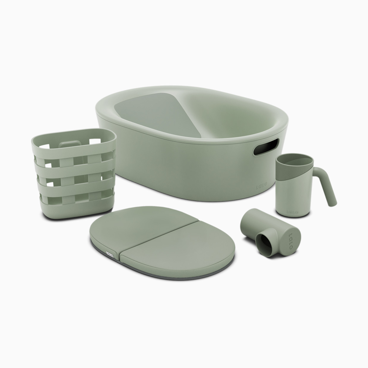 Lalo Bathtime Full Kit - Tub & Accessories - Sage.