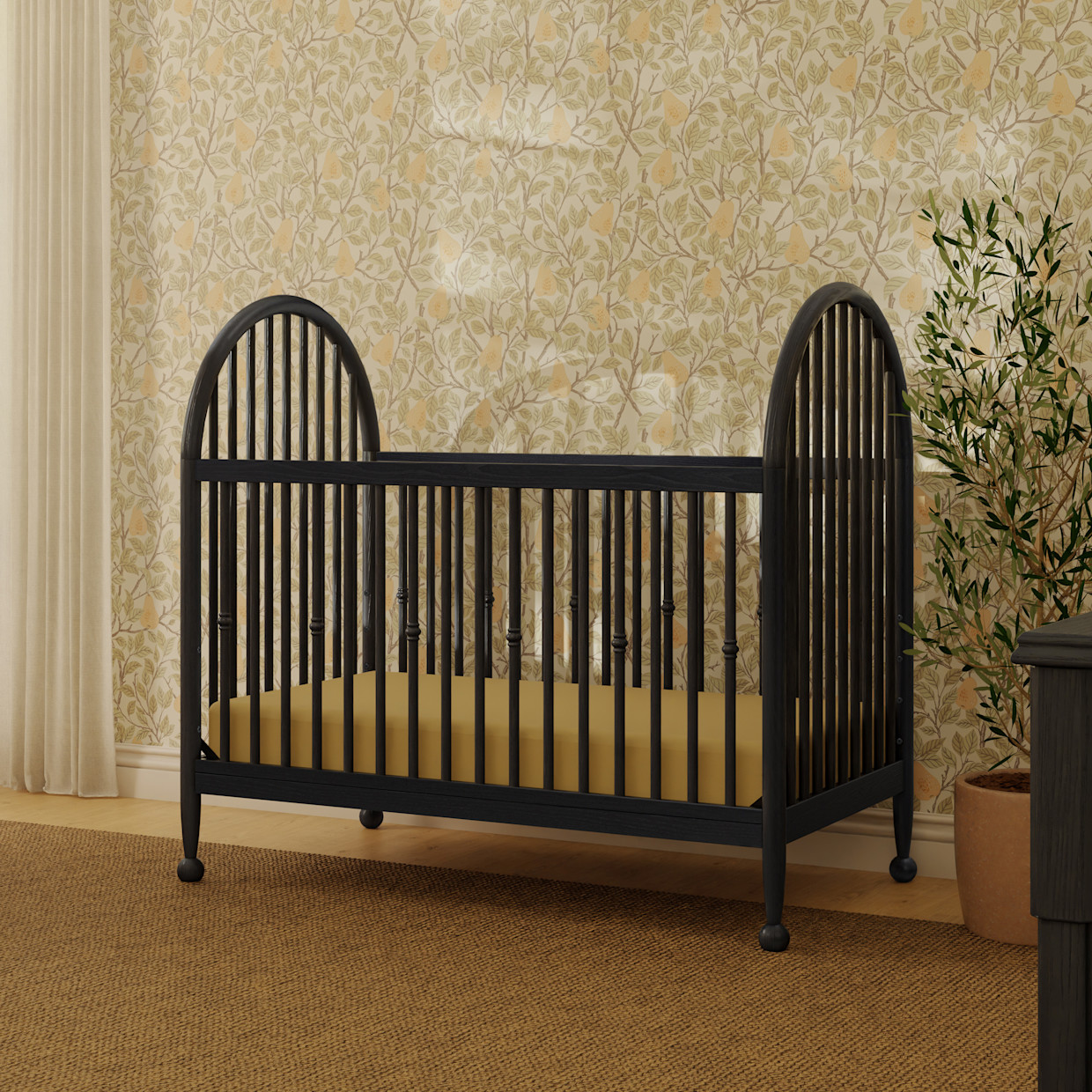 Namesake Alouette 3-in-1 Convertible Spindle Crib - Archival Black.