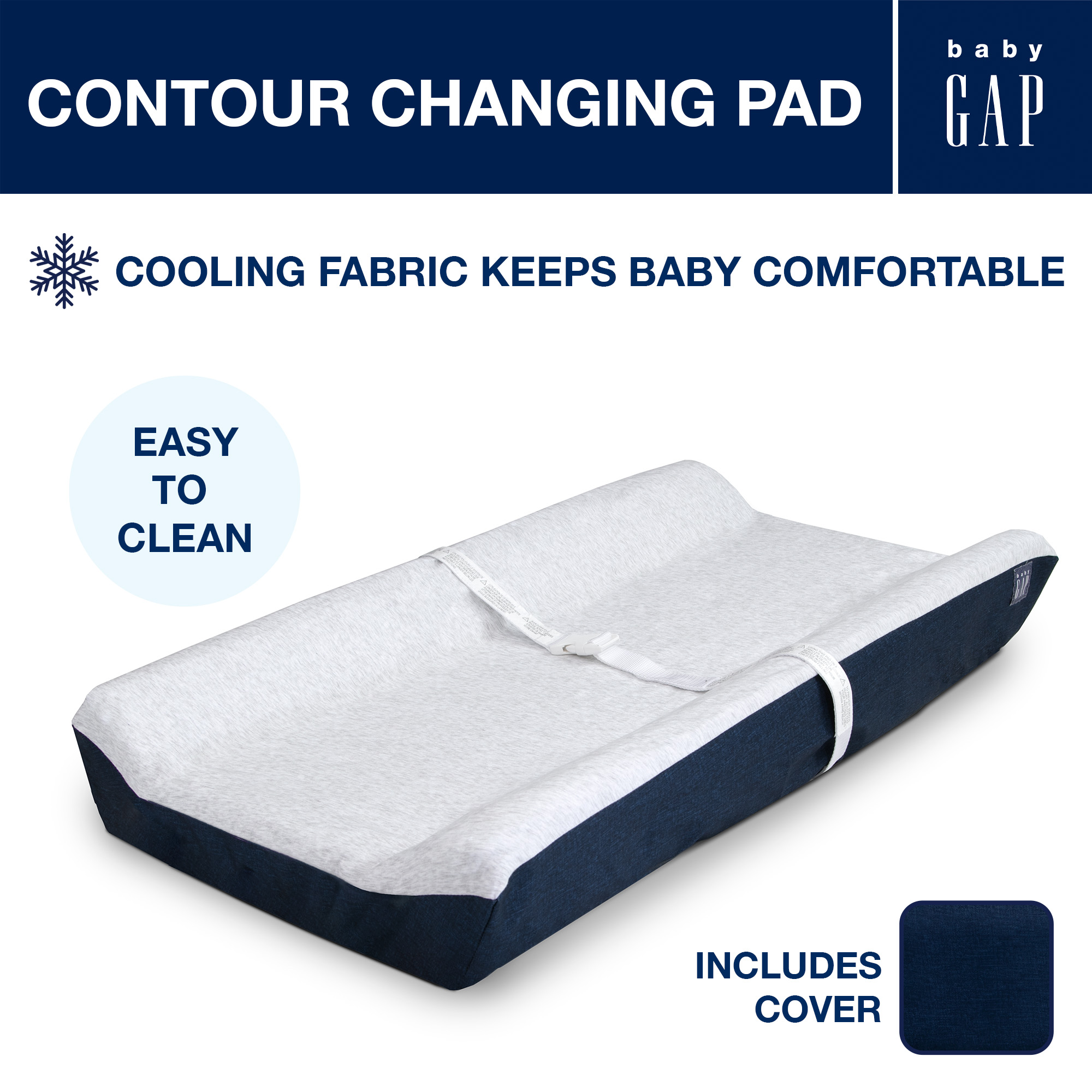 Delta Children babyGap Contoured Changing Pad with Cooling Cover Navy