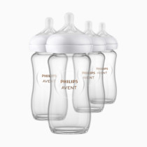 Philips Avent Natural Glass Baby Bottles with Natural Response Nipples (Medium Flow, Flow 3), 8oz, 4-Pack, SCY913/04