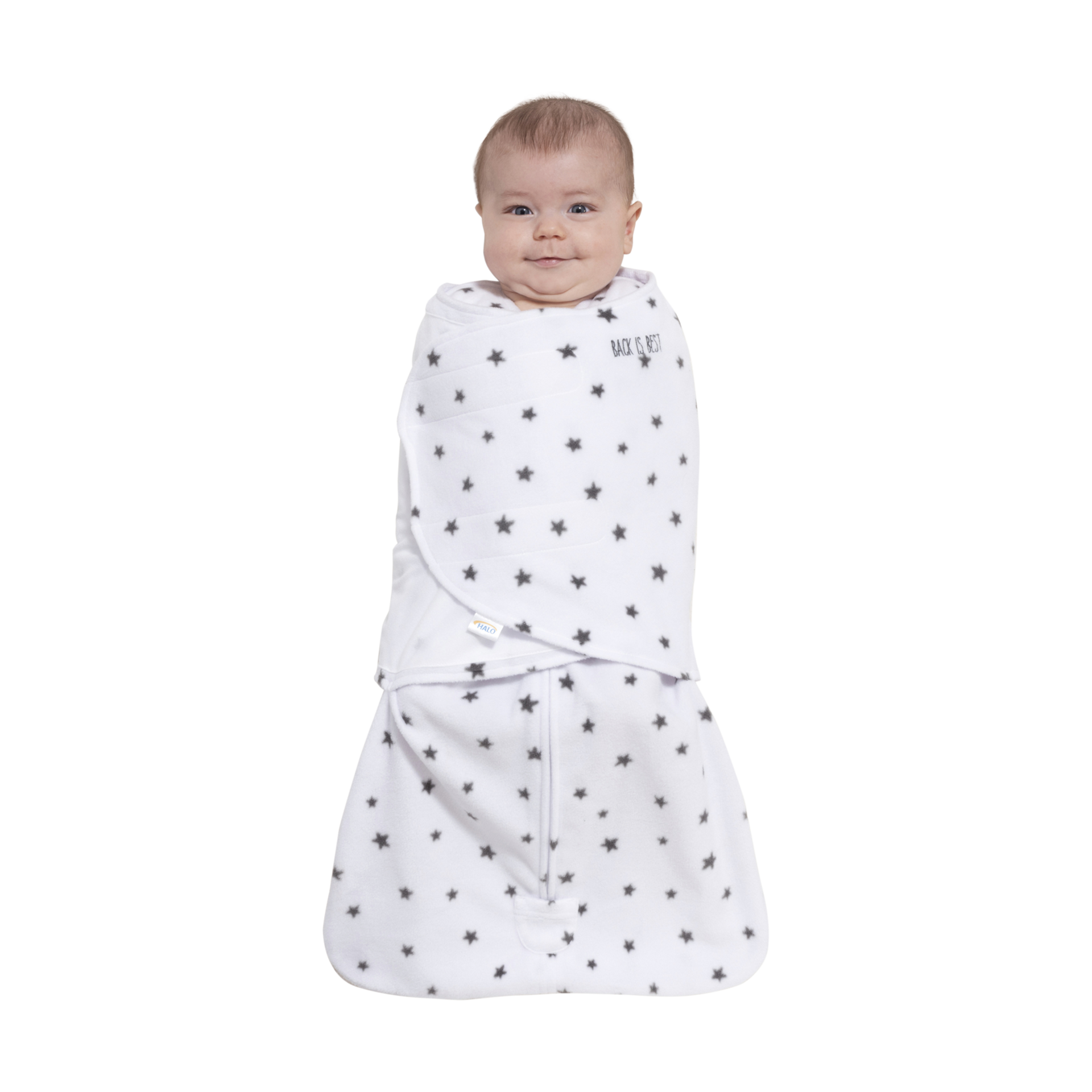 Halo SleepSack Swaddle Micro Fleece Charcoal Mini Stars, Small
