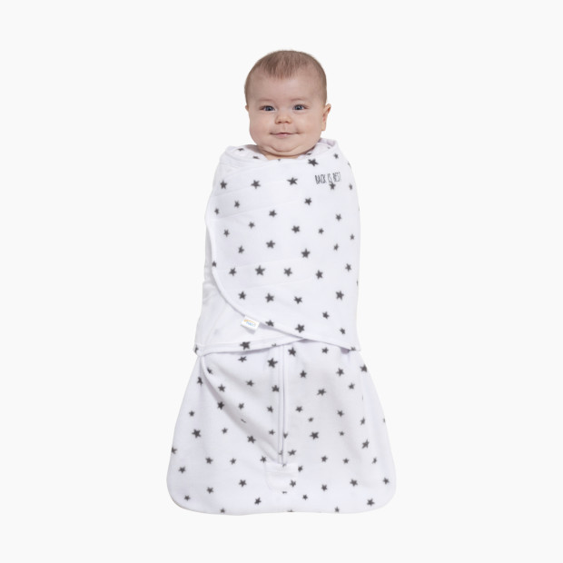 Halo SleepSack Swaddle micro fleece - Charcoal Mini Stars, Small.