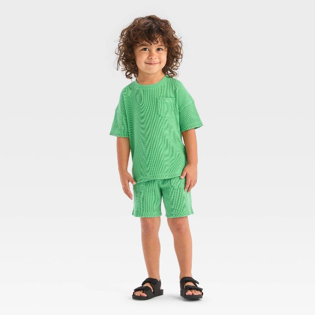 Cat & Jack Short Sleeve Thermal Top and Shorts Set.