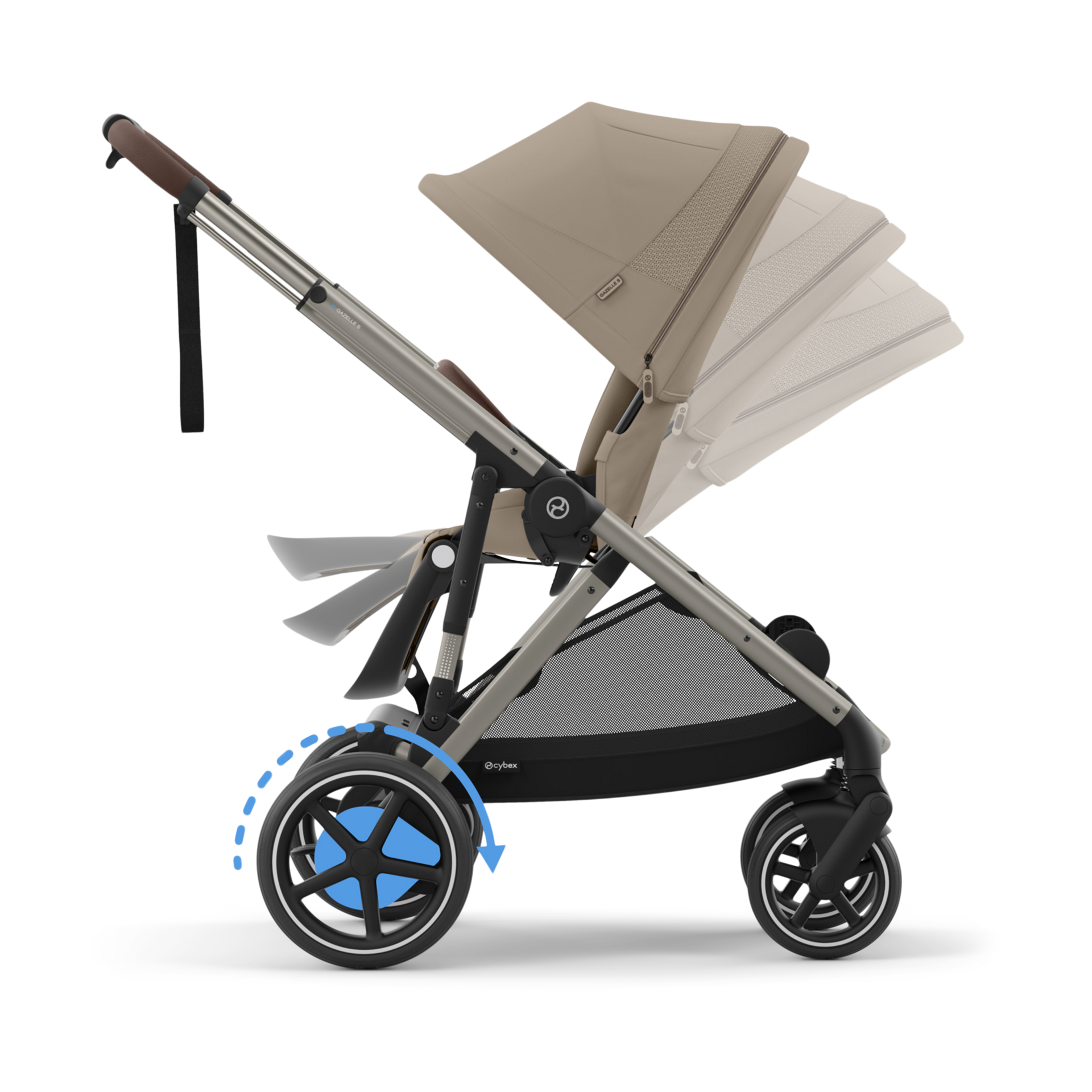 Cybex eGazelle S Electronic Assist Stroller - Taupe Frame/Almond Beige Seat.