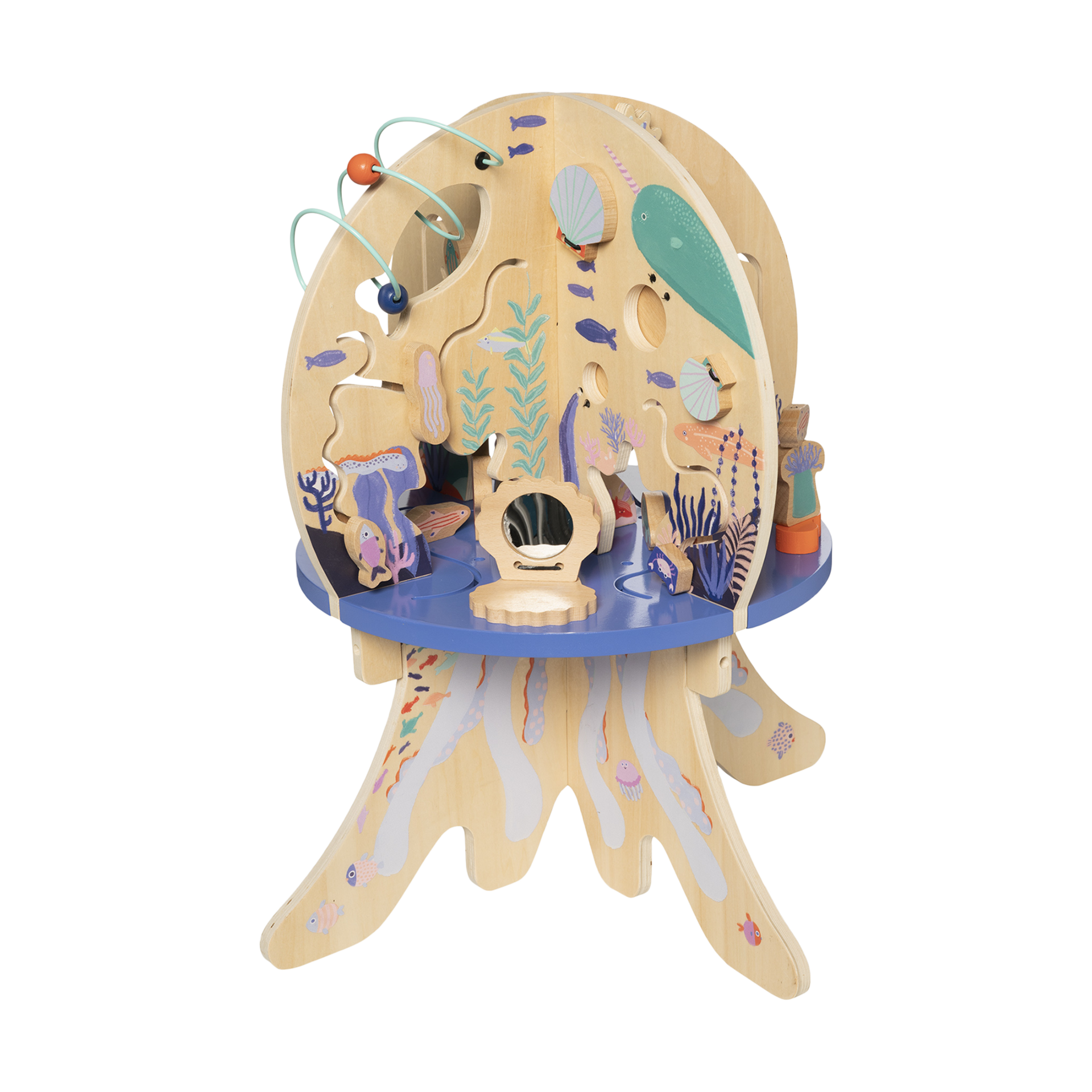 Manhattan Toy Deep Sea Adventure Wooden Toddler Activity Center with Clacking Clams, Spinning Gears, Gliders and Bead Runs