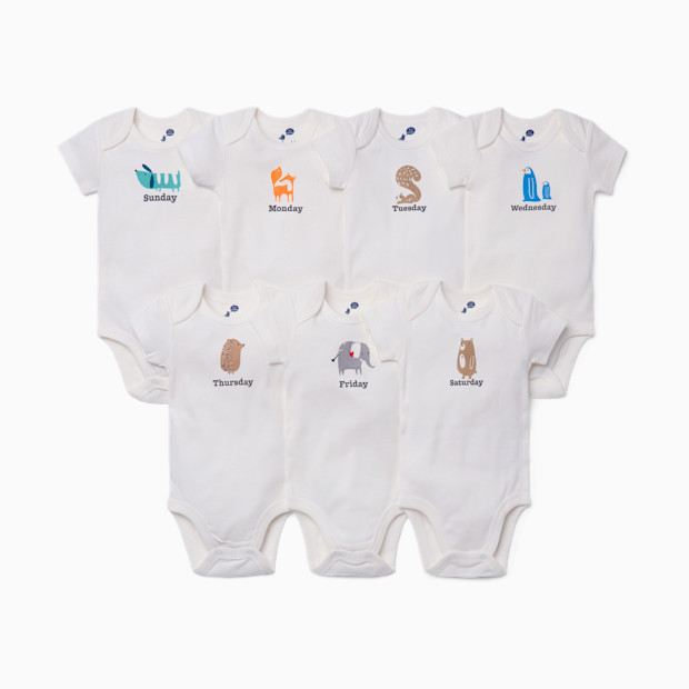 Small Story Days Of The Week Bodysuits (7 Pack) - Animal Friends, 0-3 M.
