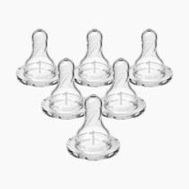 Dr. Brown’s Natural Flow Level 1 Narrow Baby Bottle Silicone Nipple, Slow Flow, 0m+, 100% Silicone Bottle Nipple, 6 Count (Pack of 1)