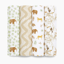 aden + anais Essentials Muslin Swaddle Blankets for Baby Girls and Boys, Newborn Receiving Blanket for Swaddling, 100% Cotton Baby Swaddle Wrap, 4 Pack, Tanzania