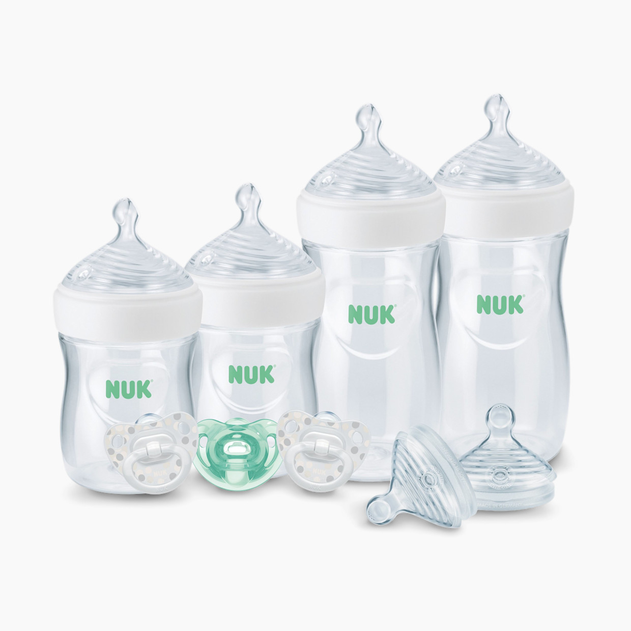 NUK Simply Natural Bottle with SafeTemp 9-Piece Gift Set - White.