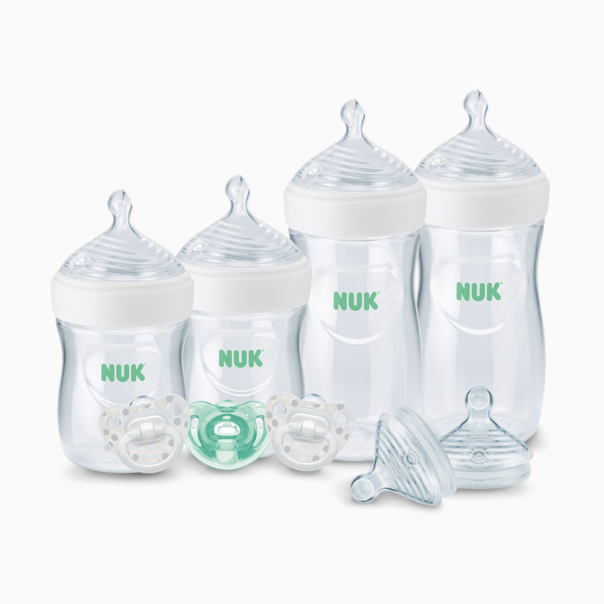 NUK Simply Natural Bottle with SafeTemp 9-Piece Gift Set - White.