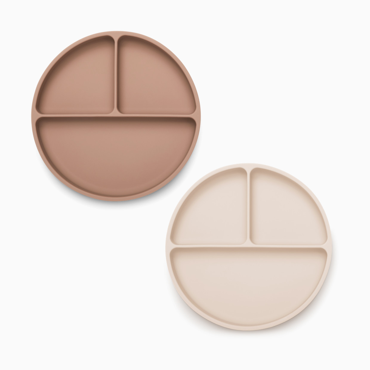 AEIOU Suction Divided Plate - Clay + Oat Milk.