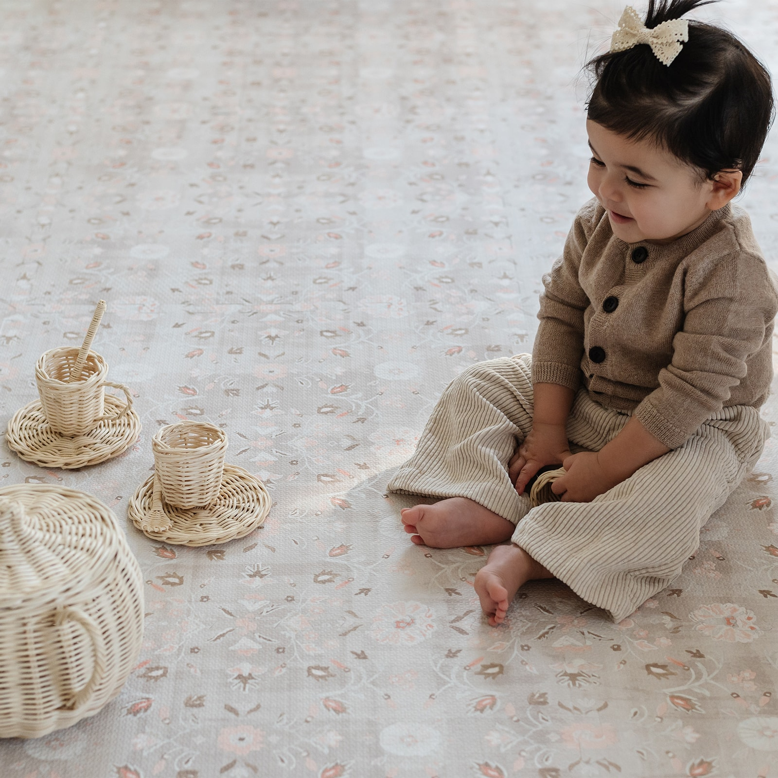 House of Noa Little Nomad Play Mat l Gemma - Linen, 4X6.