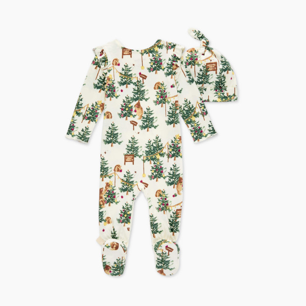 Burt's Bees Baby Footed Jumpsuit & Knot Top Hat Set - Beary Merry, Newborn.