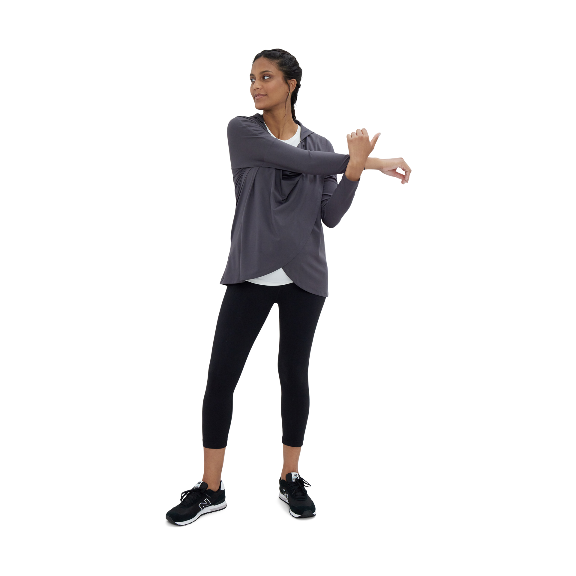 Ingrid and Isabel Active Wrap Sweatshirt - Asphalt, S.