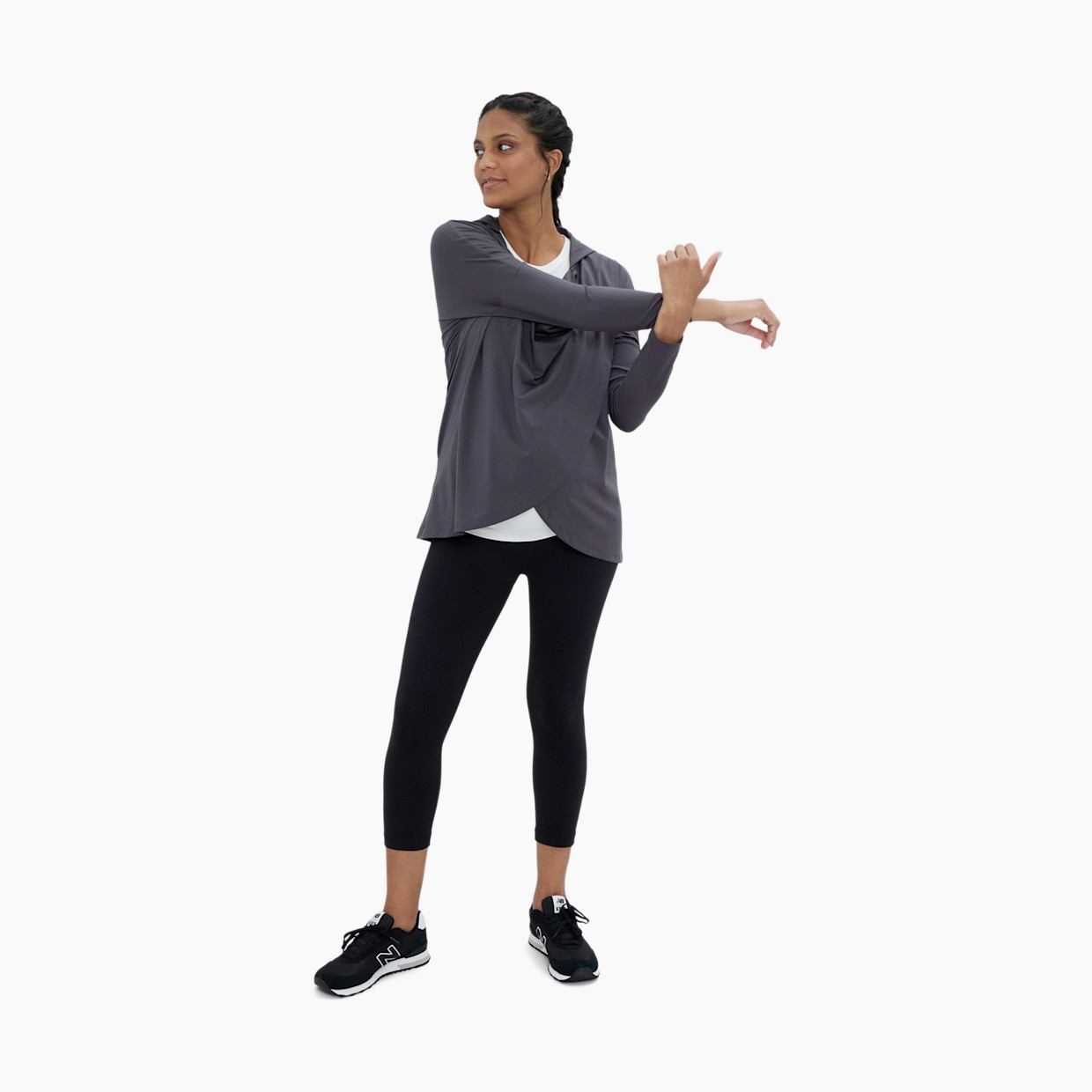 Ingrid and Isabel Active Wrap Sweatshirt - Asphalt, S.