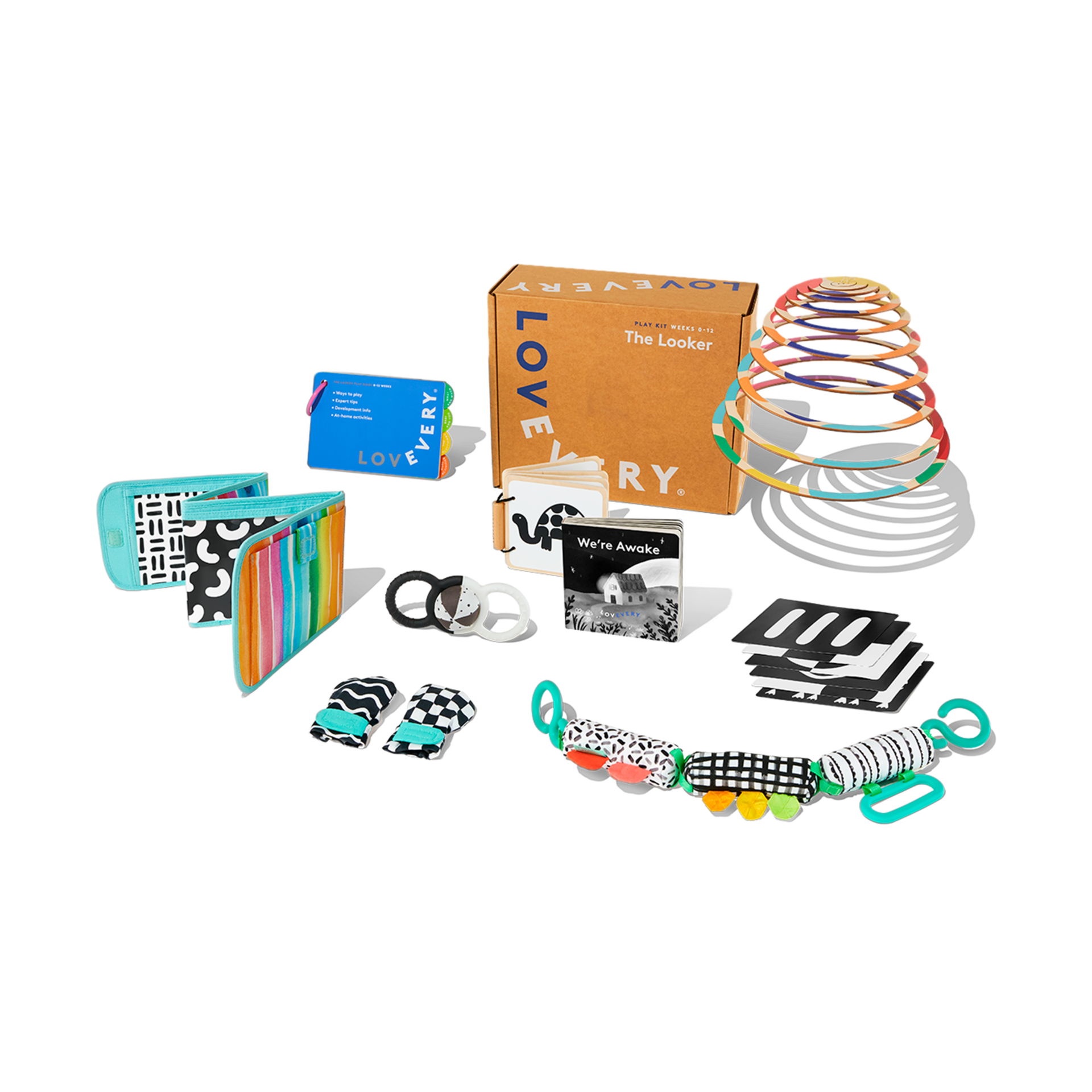 Lovevery The Looker Play Kit with Bonus Book 'We're Awake'.