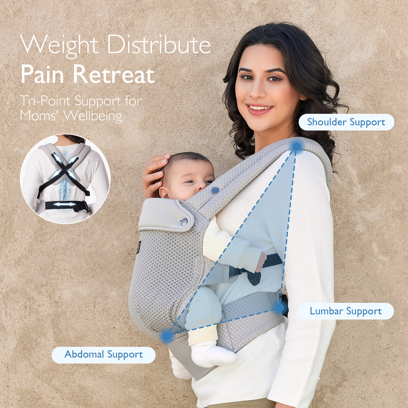 Momcozy Lightweight Baby Carrier - Air Mesh Grey.