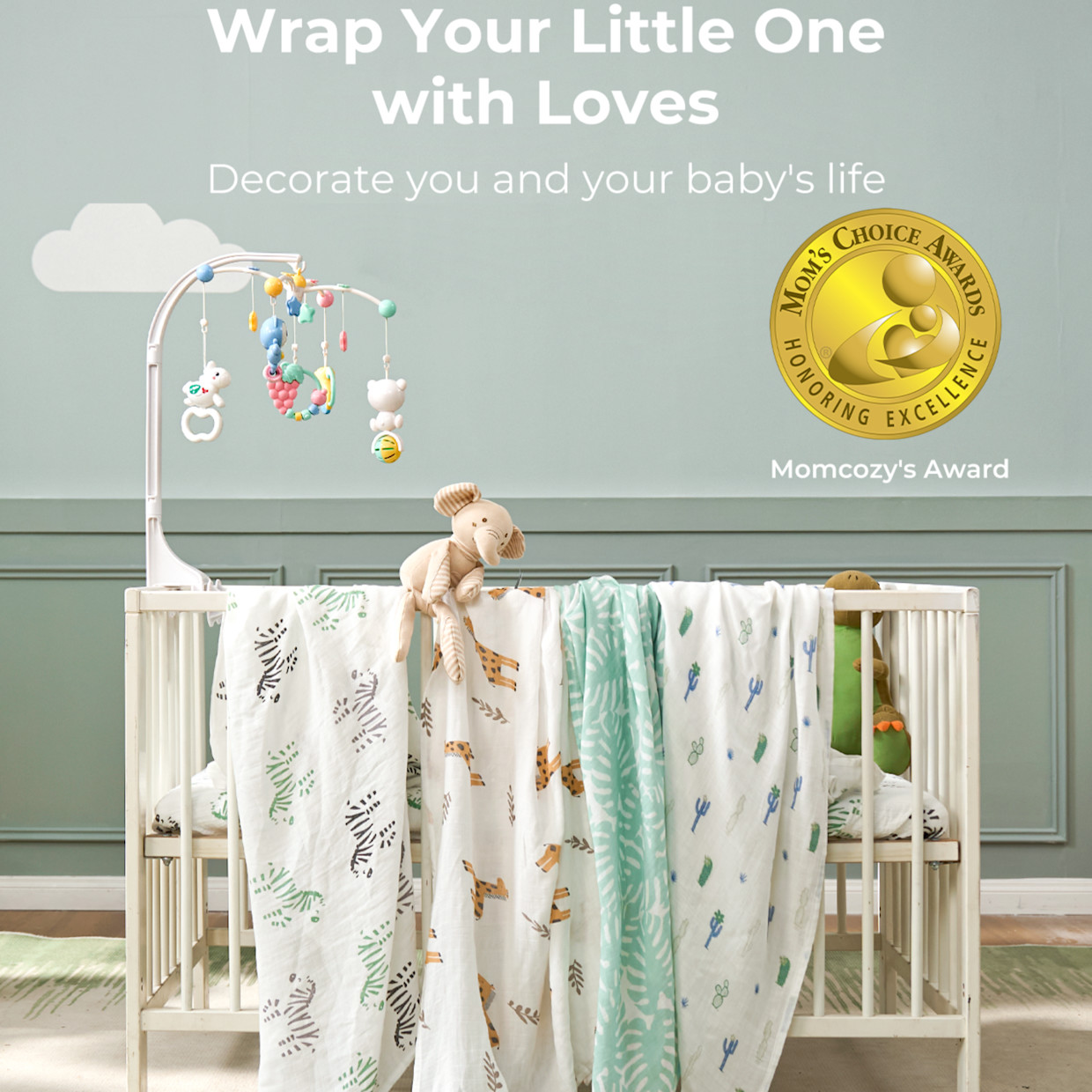 Momcozy Muslin Swaddle Blanket (4 Pack) - Bravery.