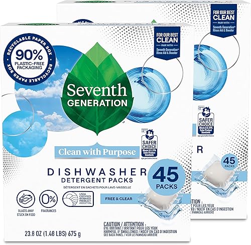 Seventh Generation Dishwasher Detergent Packs, Free & Clear.