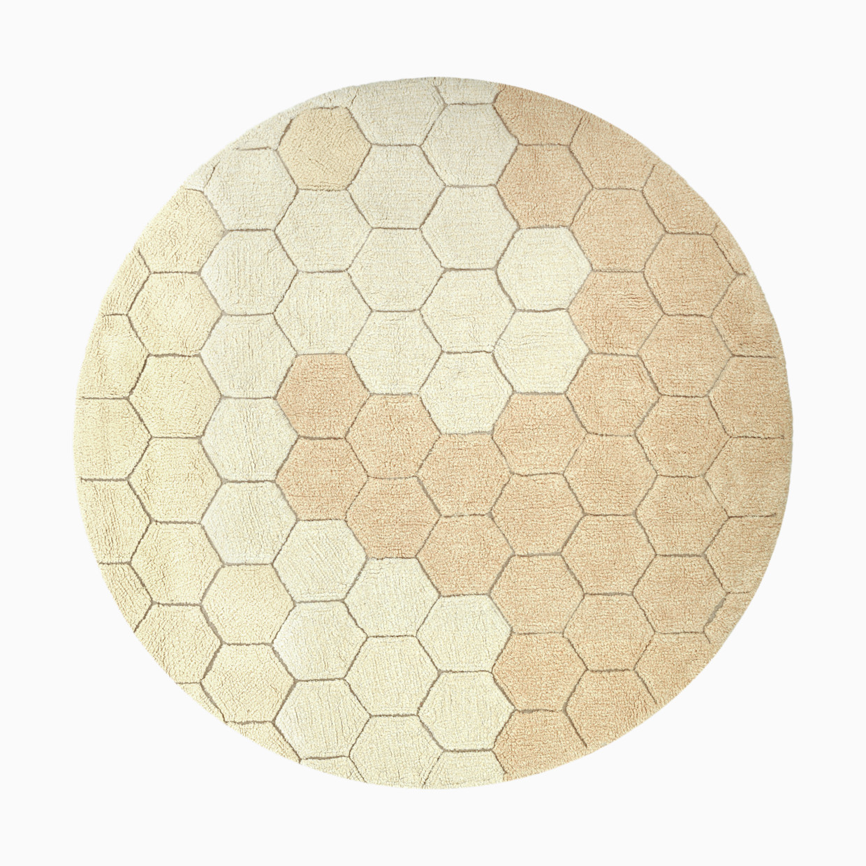 Lorena Canals Round Honeycomb Washable Rug - Golden, 4' 7".