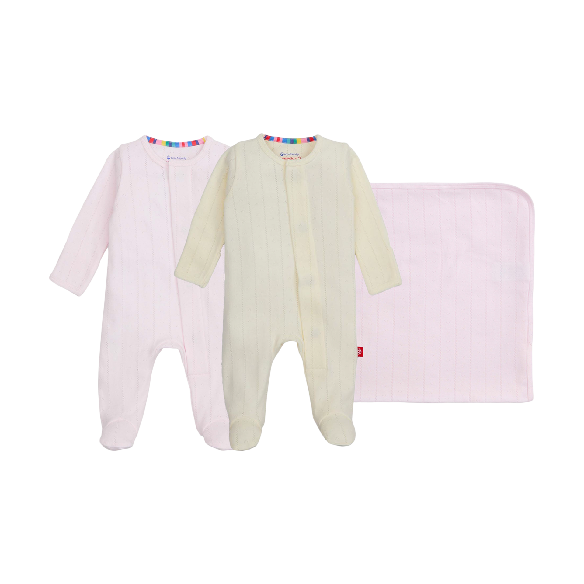 Magnetic Me Pointelle Organic Magnetic 3 Piece Gift Set.