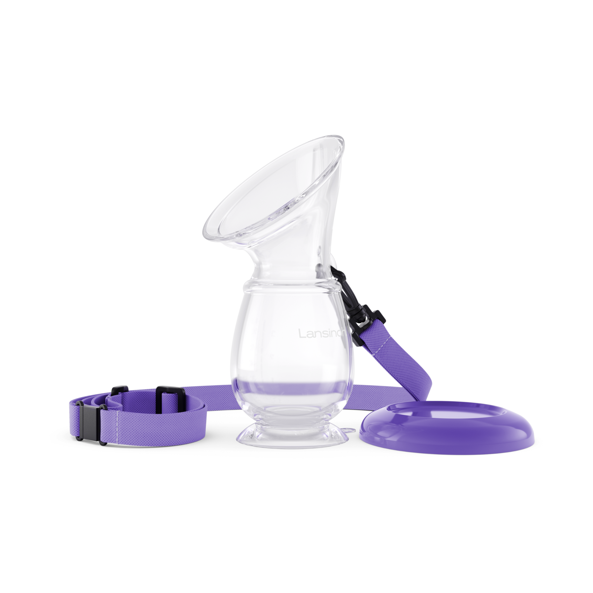 Lansinoh Silicone Milk Collector Breast Pump for Breastfeeding with Suction Base, 4 Ounces, Portable and Lightweight, With Neck Strap and Protective Lid, 1 Count