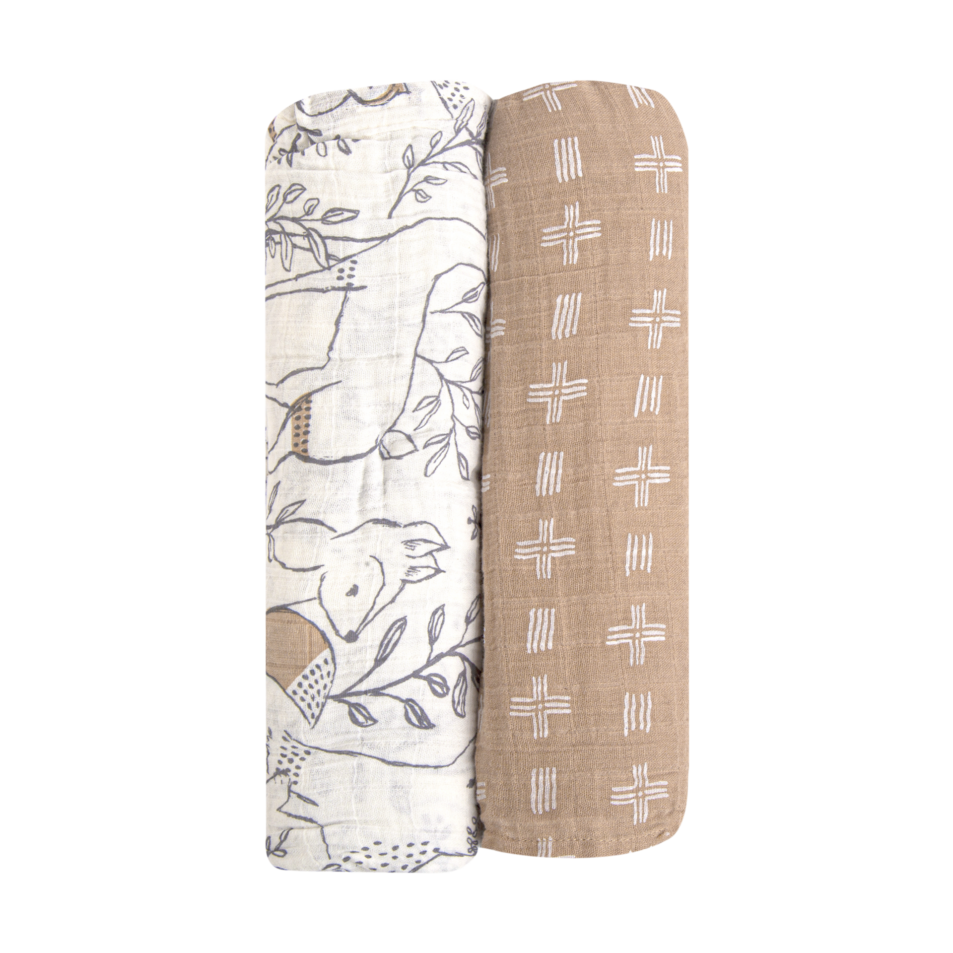 Crane Baby Cotton Muslin Swaddles (2 Pack) Ezra Forest And Copper