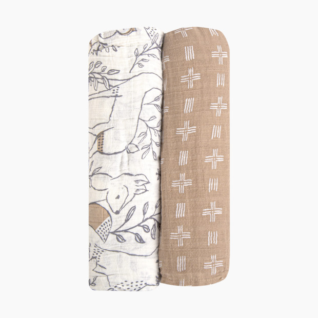 Crane Baby Cotton Muslin Swaddles (2 Pack) - Ezra Forest And Copper Dash.