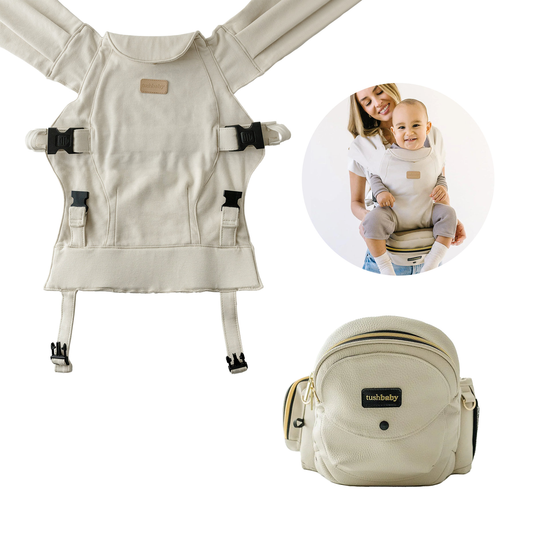 Tushbaby Hip Seat and Snug Carrier 2-in-1 Bundle.