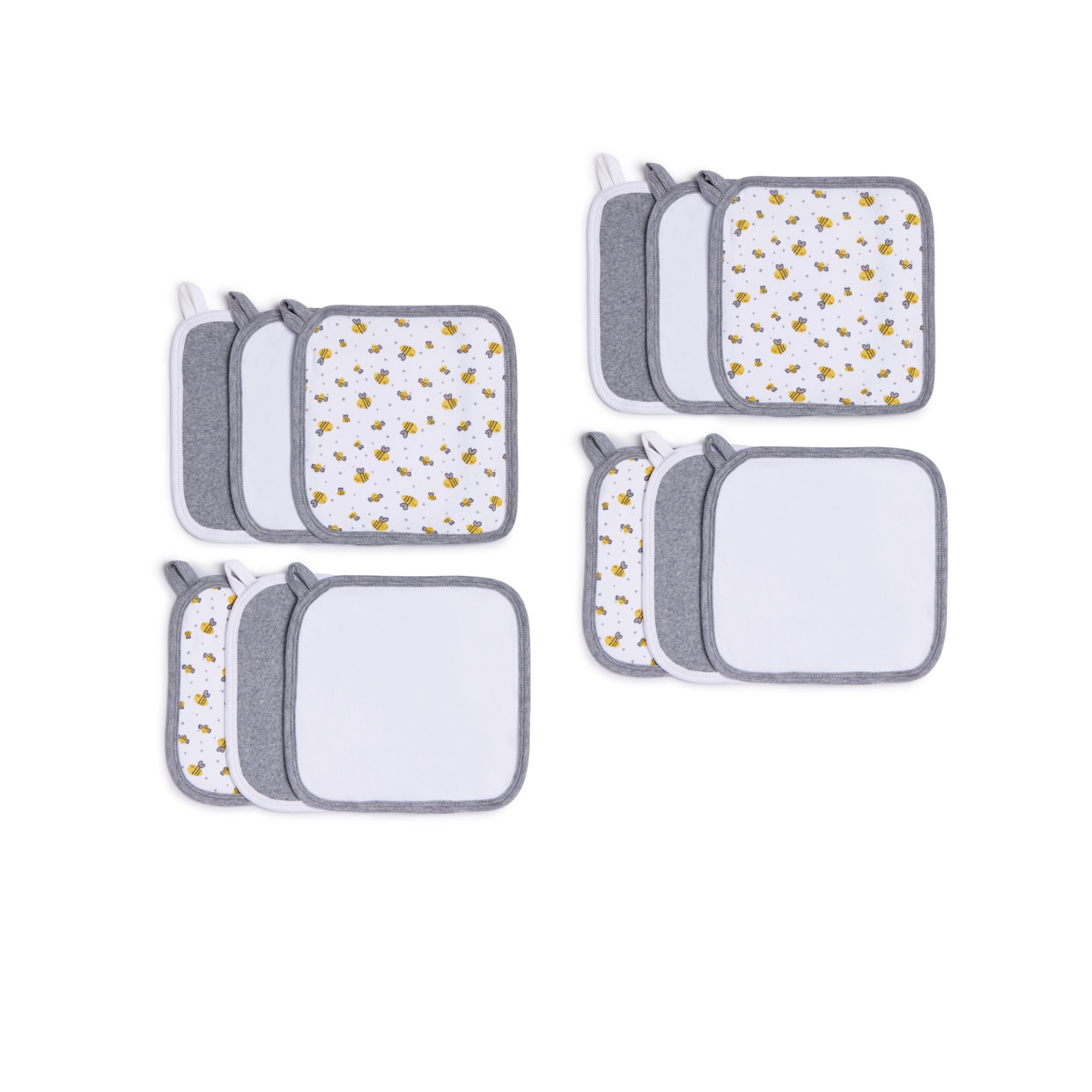 Small Story Organic Washcloth (6 Pack) - Grey Bees, 12.
