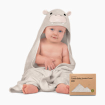 KeaBabies Hooded Baby Towel for Newborn - Viscose Derived from Bamboo Large Baby Bath Towels with Hood for Boys, Girls, Toddler, Extra Absorbent & Soft Newborn Bath Essentials (Hippo)