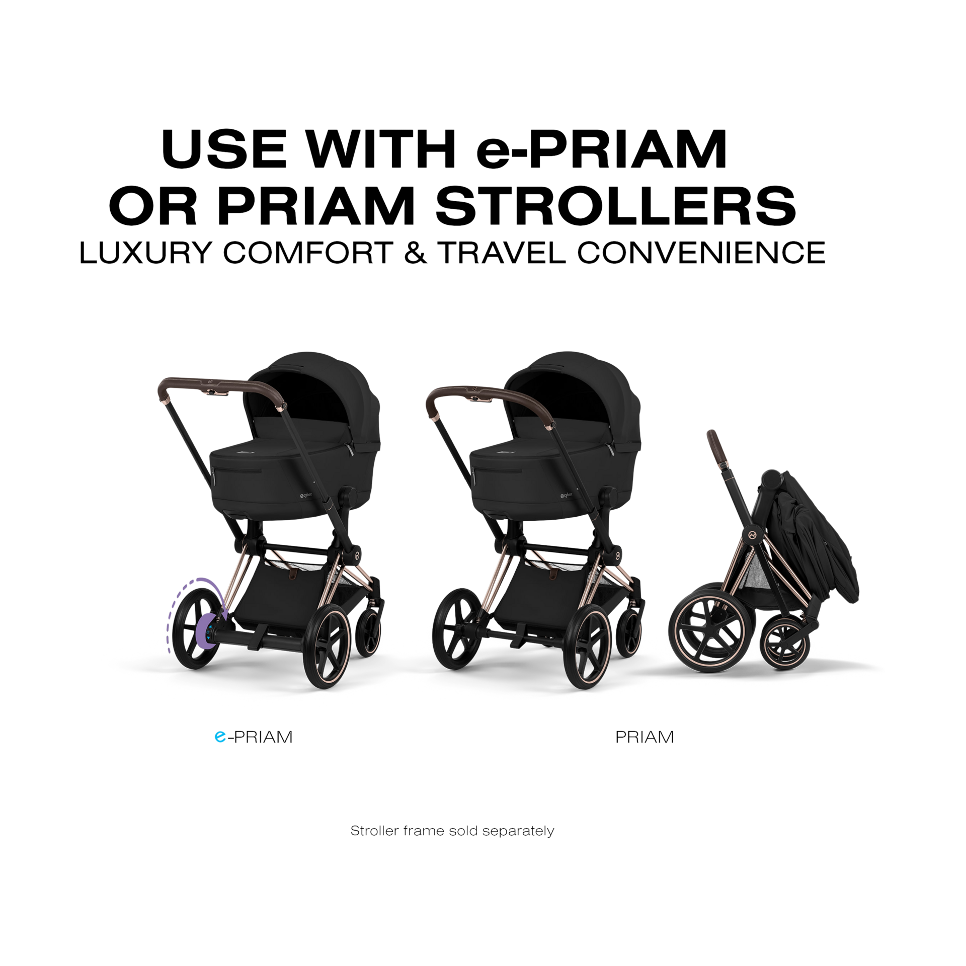 Cybex PRIAM Fold Lux Carry Cot - Sepia Black.